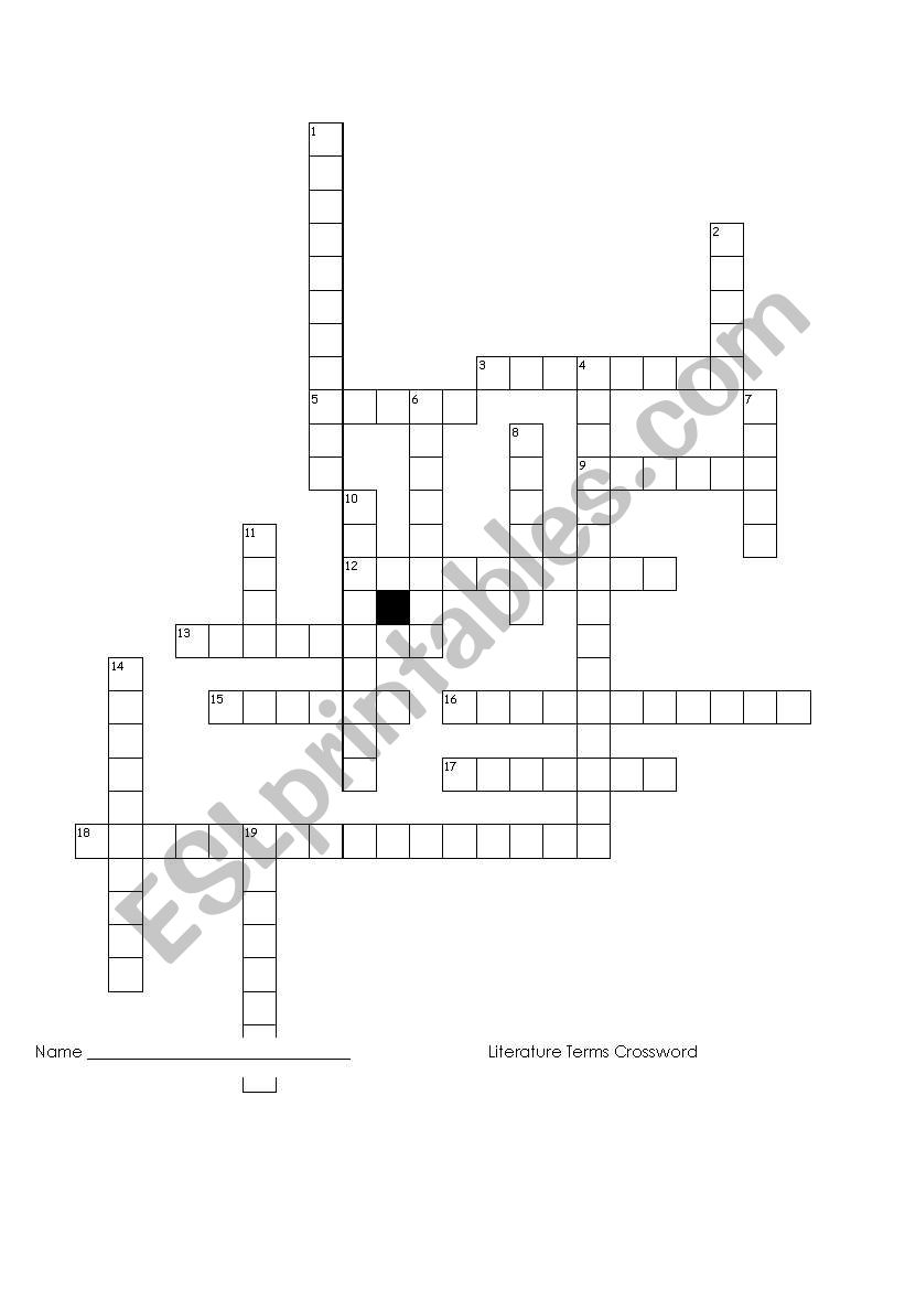 Literature Terms Crossword worksheet