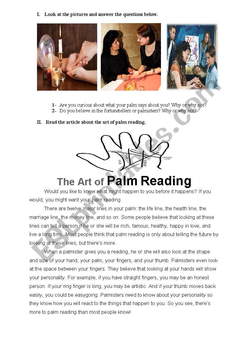 the art of palm reading activities