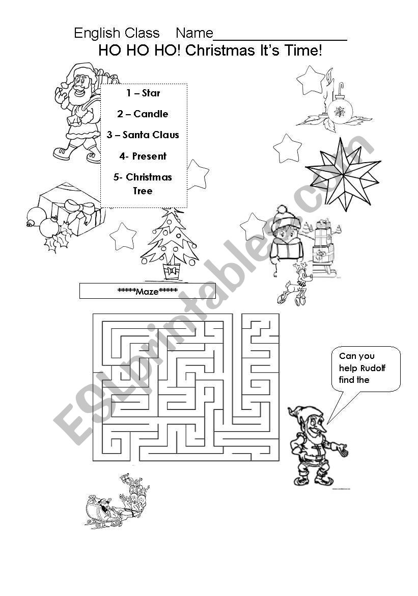 Christmas - Matching words and solving a maze