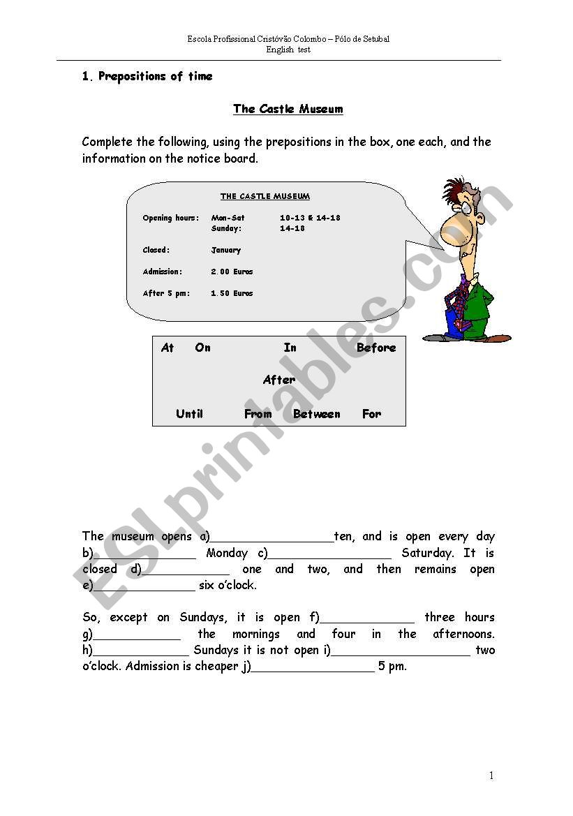 English test worksheet