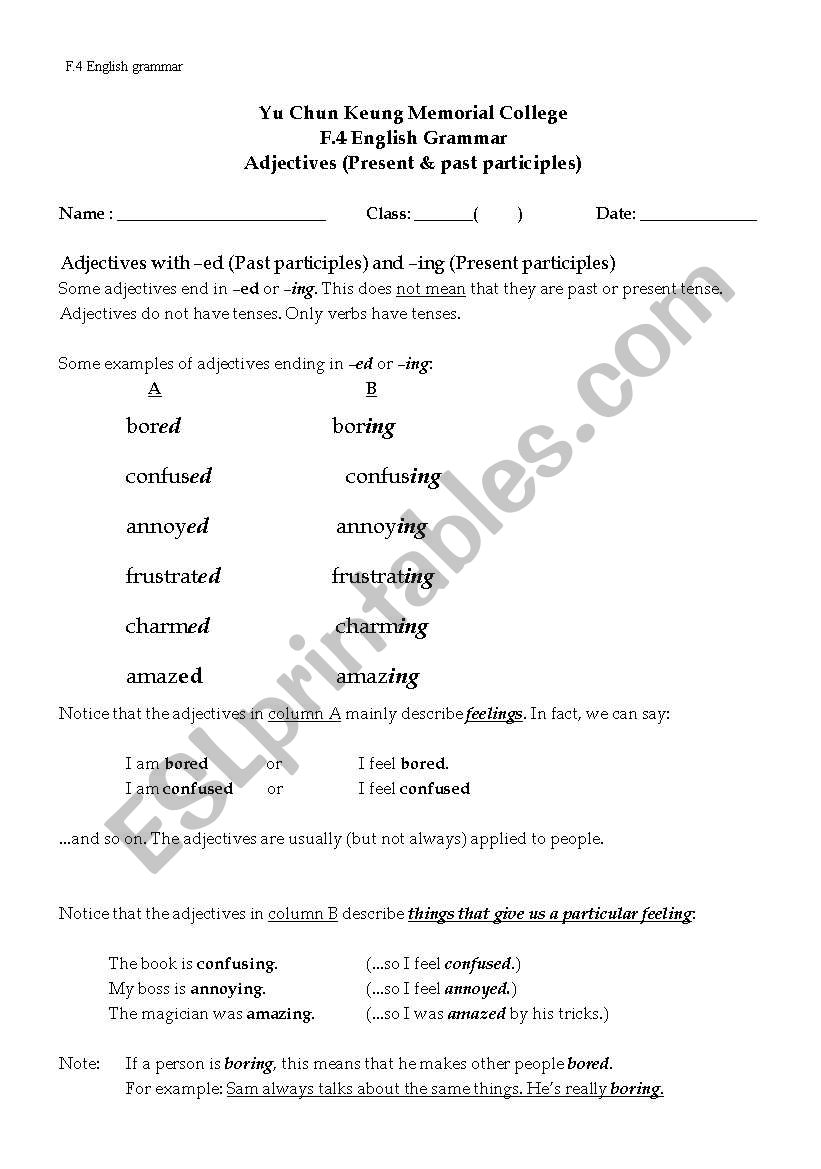 adjectives worksheet