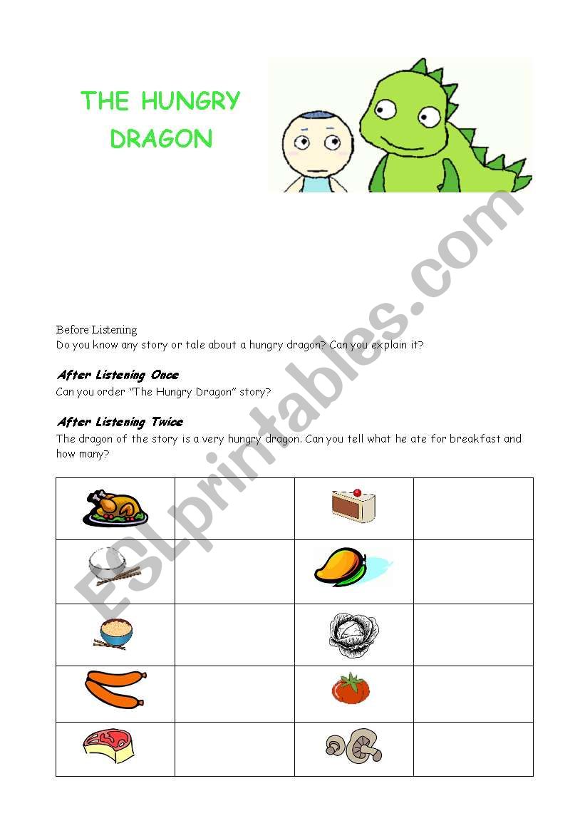 THE HUNGRY DRAGON worksheet