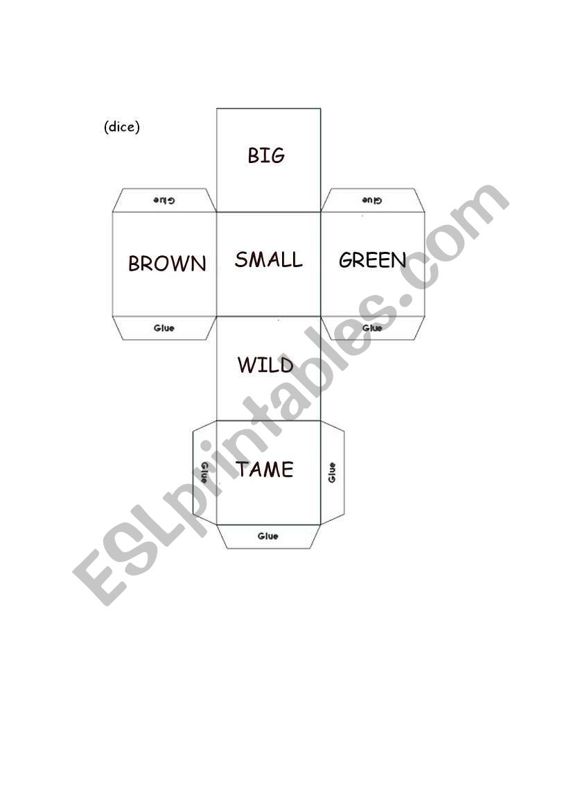 Animal Die with Adjectives Practice - Die #2