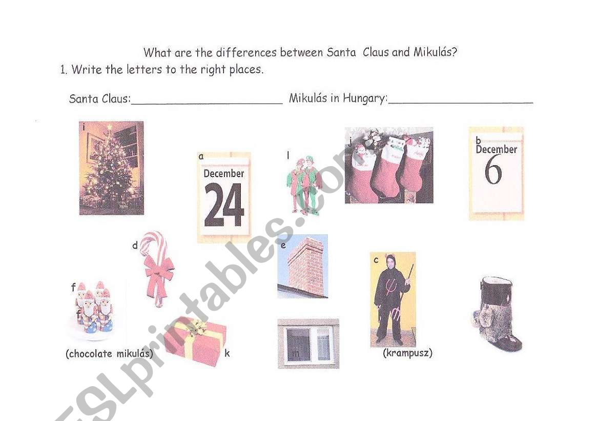 Santa and Mikuls worksheet