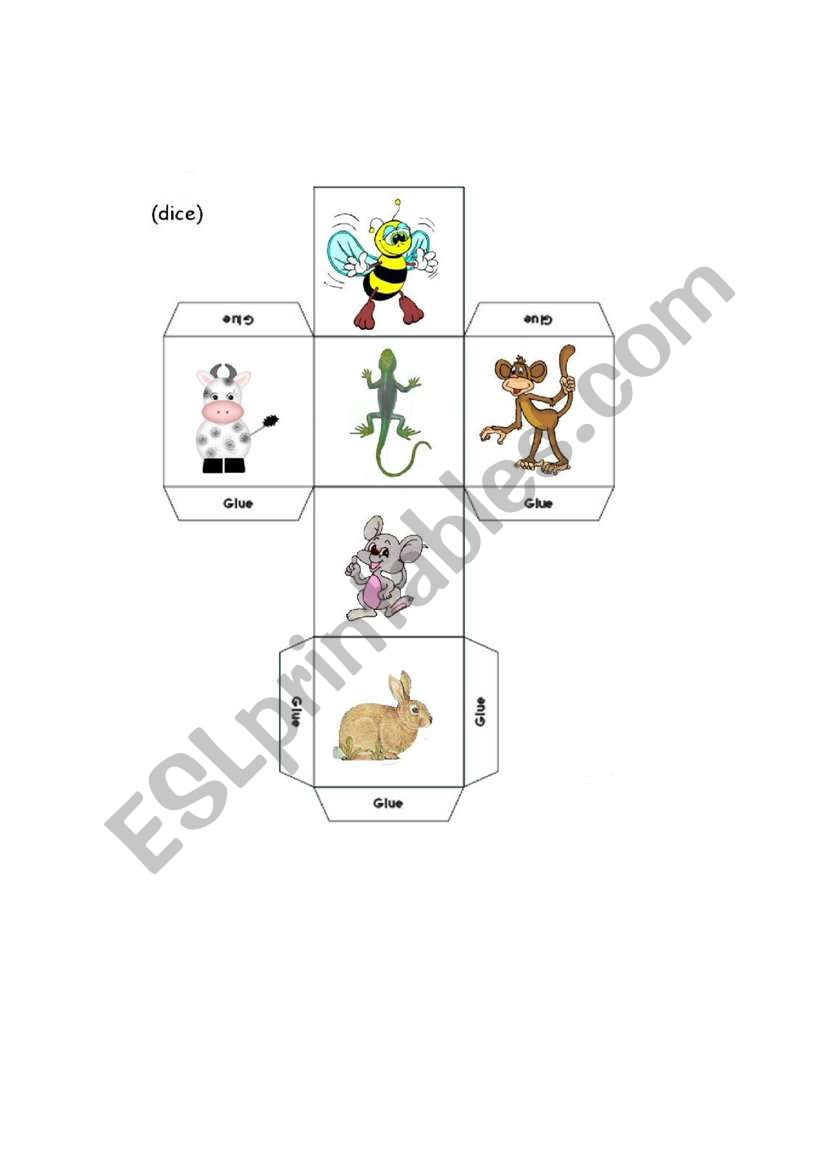 Animal and Adjectives dice game