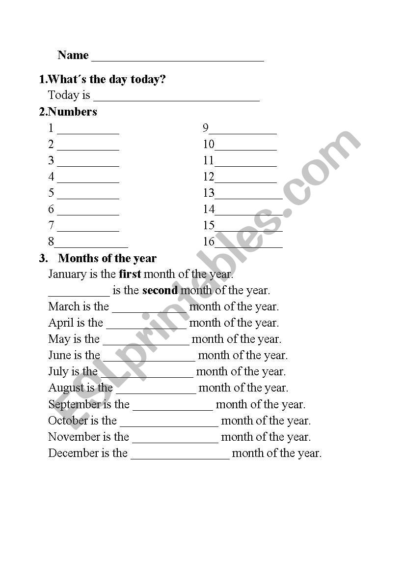 Ordinal and cardinal numbers worksheet