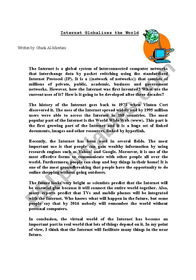 An article and its layout worksheet