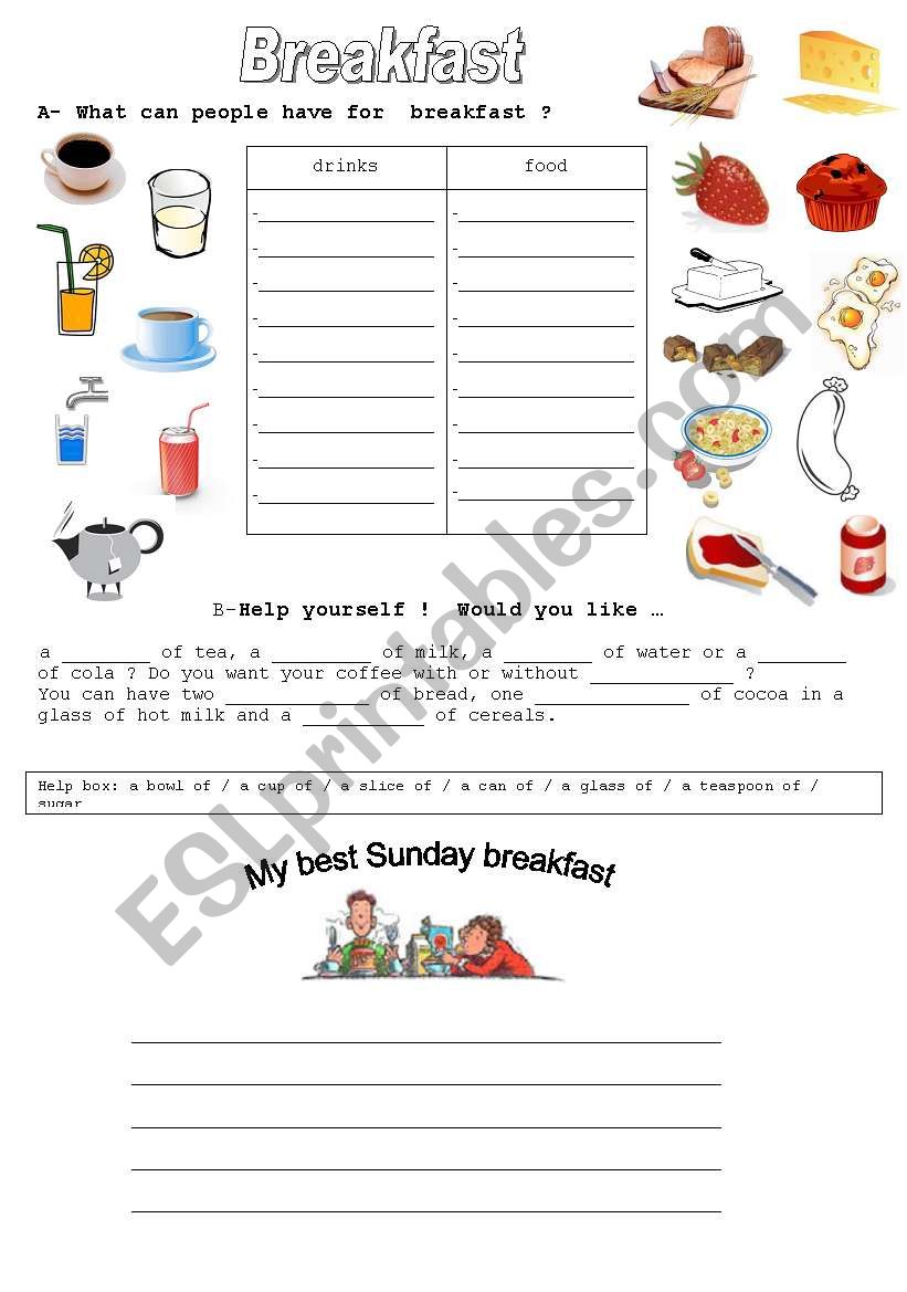 Breakfast worksheet