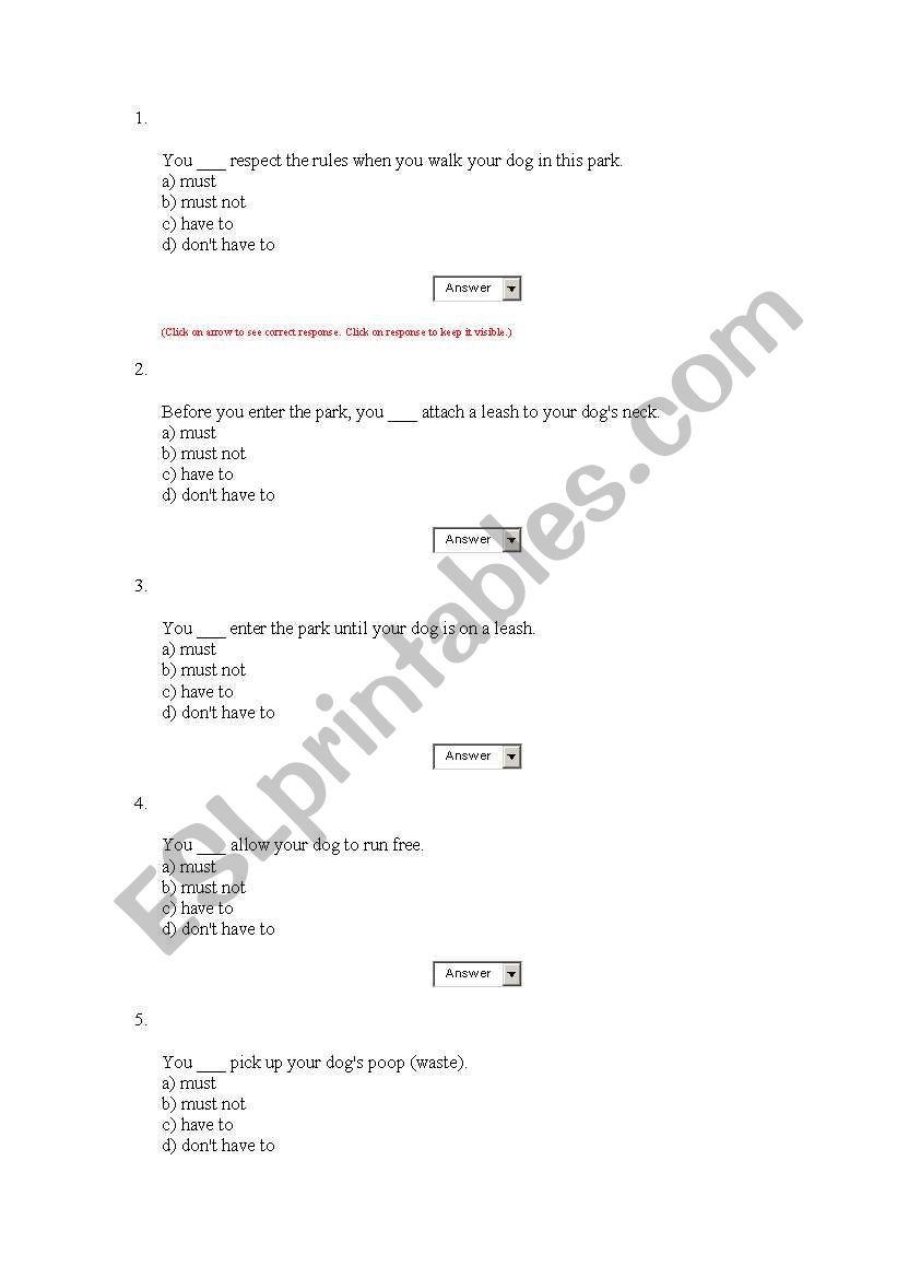 modals worksheet