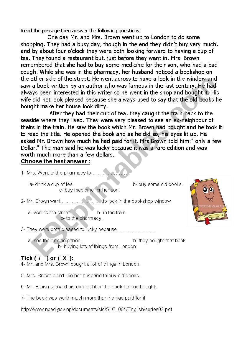 The Valuable book worksheet