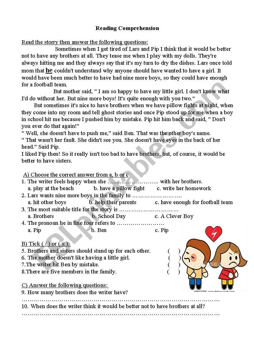 Girl in the family worksheet