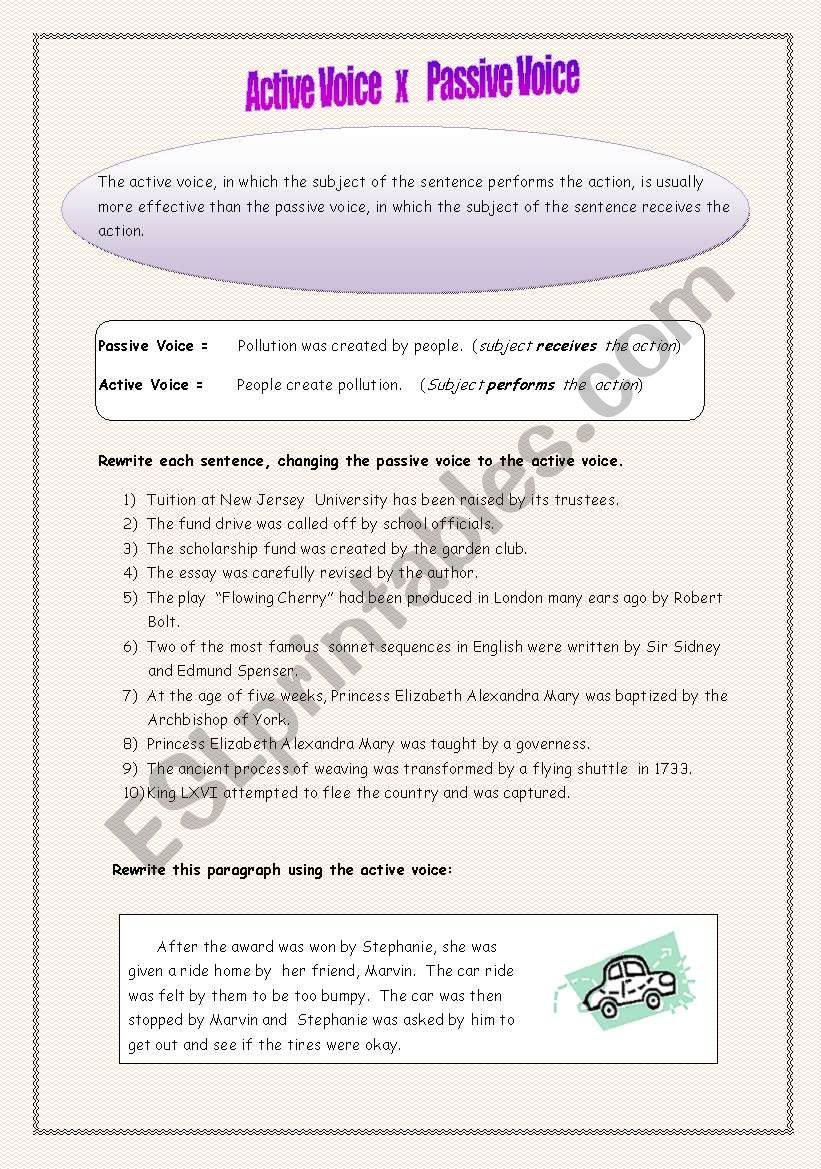 Active x Passive vice worksheet
