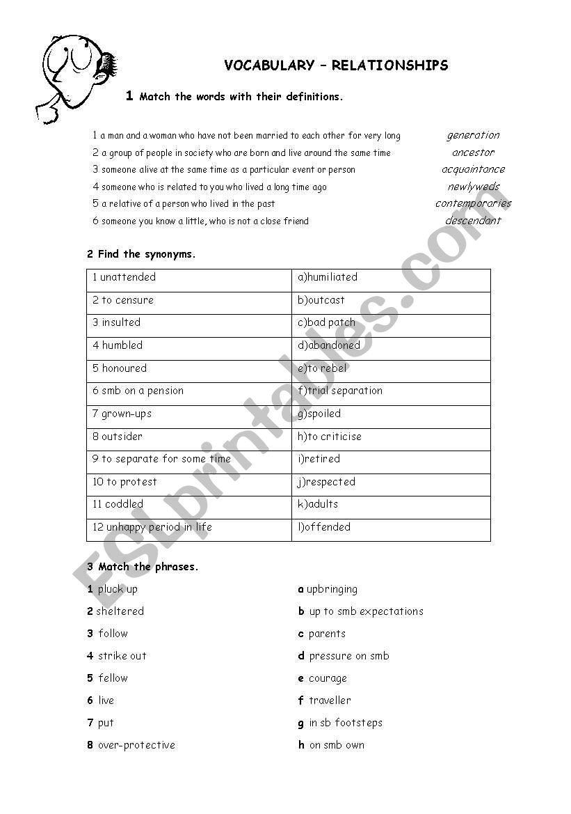 Relationships worksheet