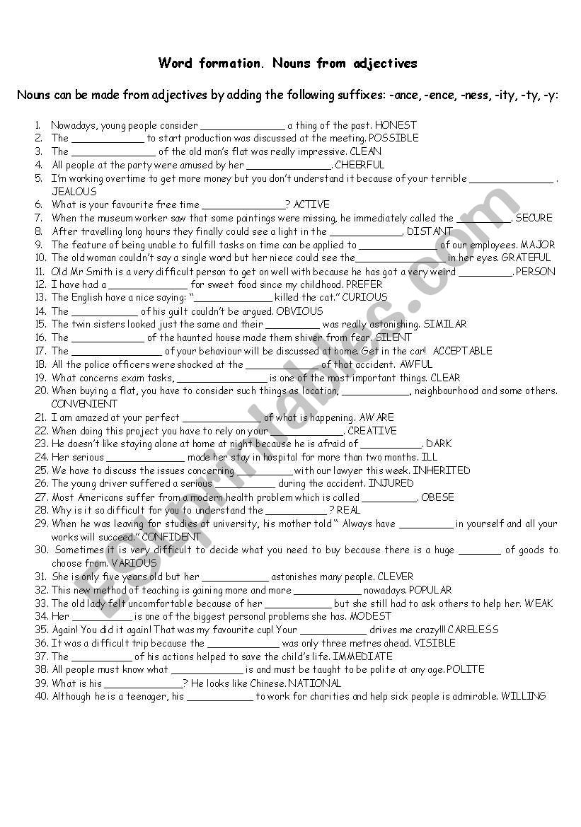 word formation (nouns from adjectives)