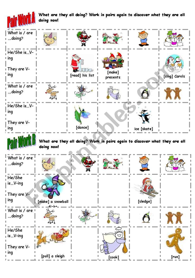 Christmas battleship follow up activity: pair work