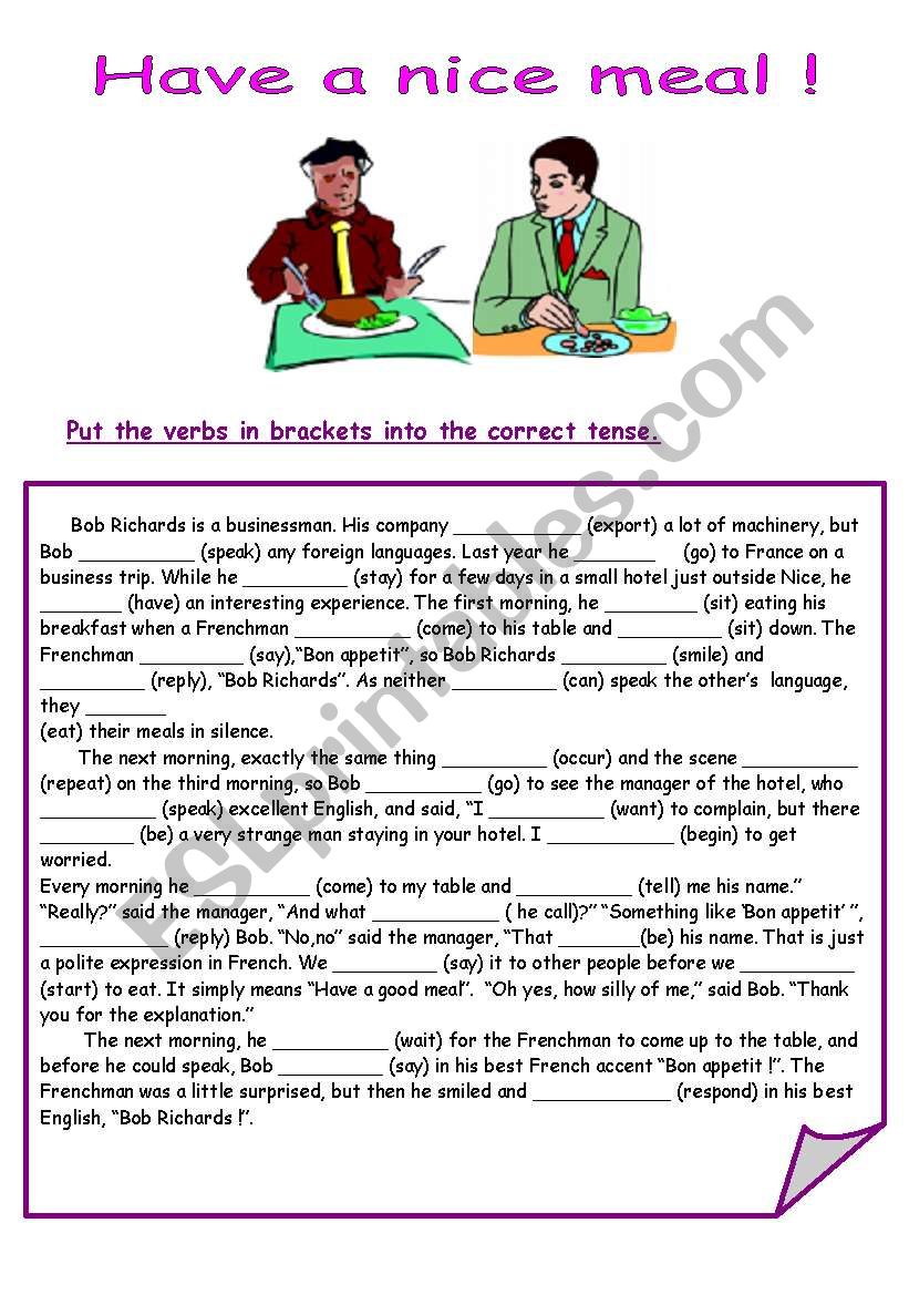 Verbs: tense revision worksheet