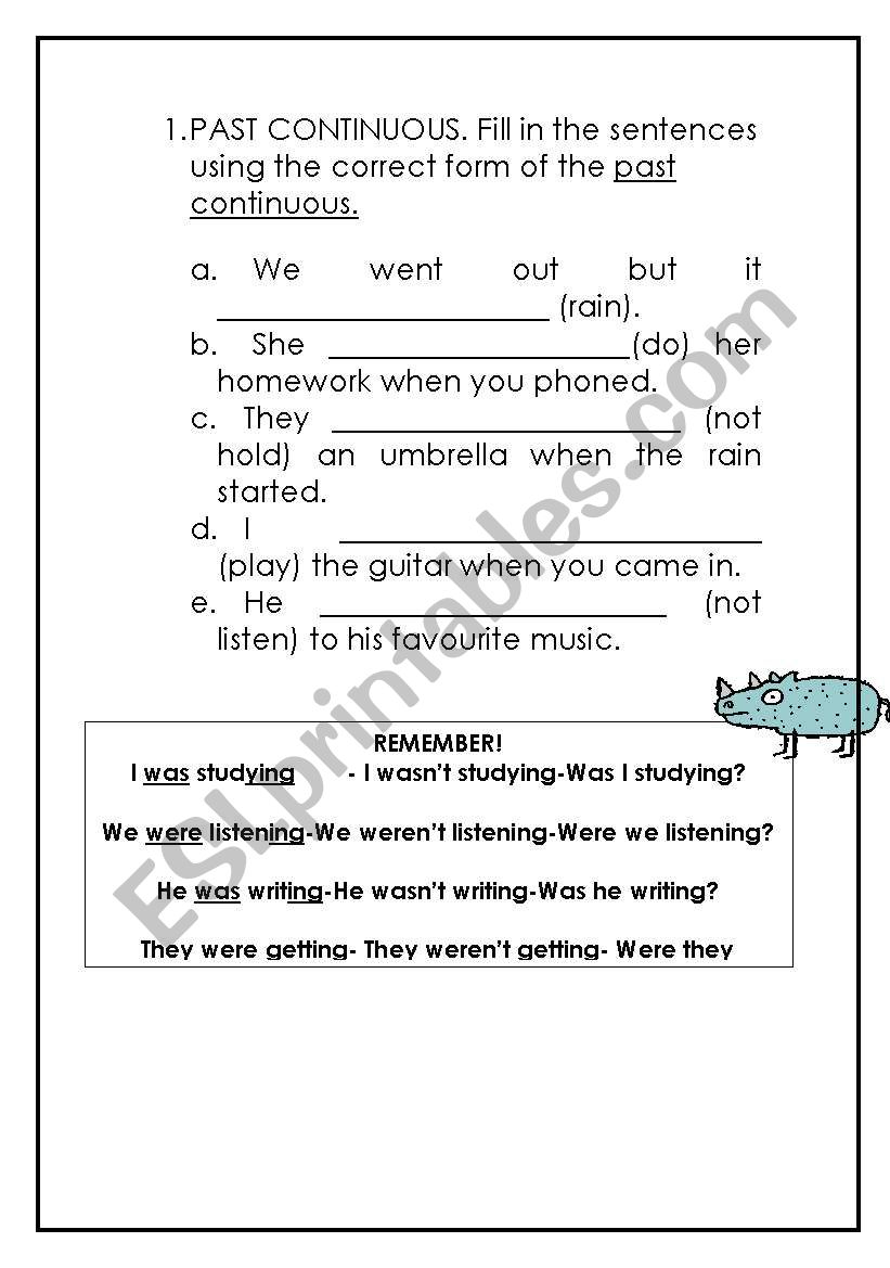 SIMPLE PAST/ PAST CONTINUOUS worksheet