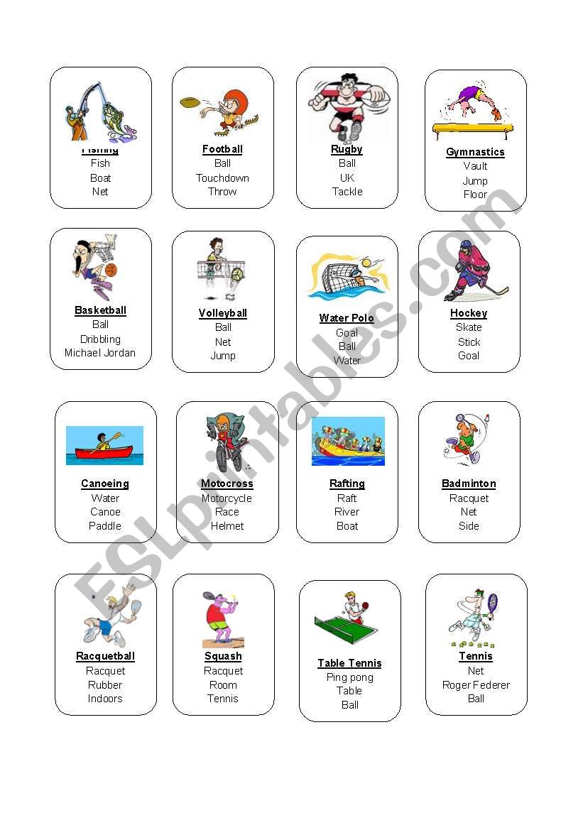 Sports Taboo Game 2/2 worksheet