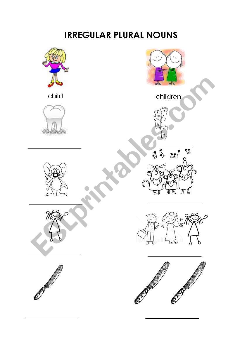 IRREGURAL PLURALS worksheet