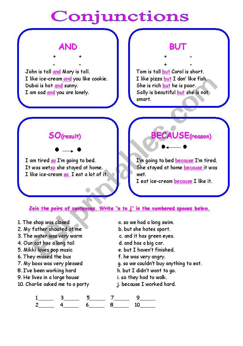 Conjunctions worksheet