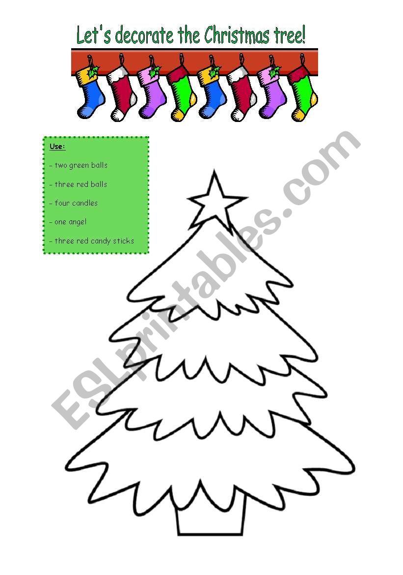 Lets decorate the tree! worksheet