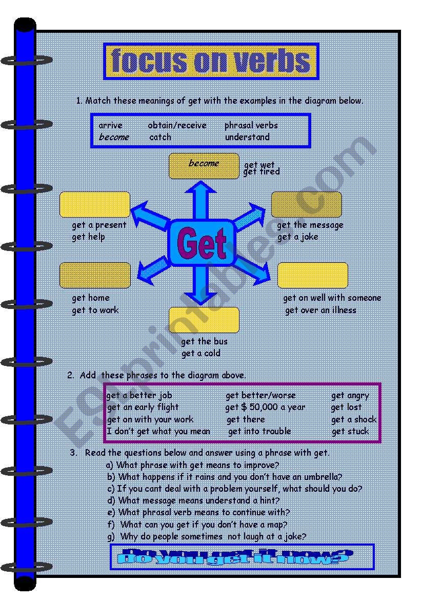 Focus on verbs - GET worksheet