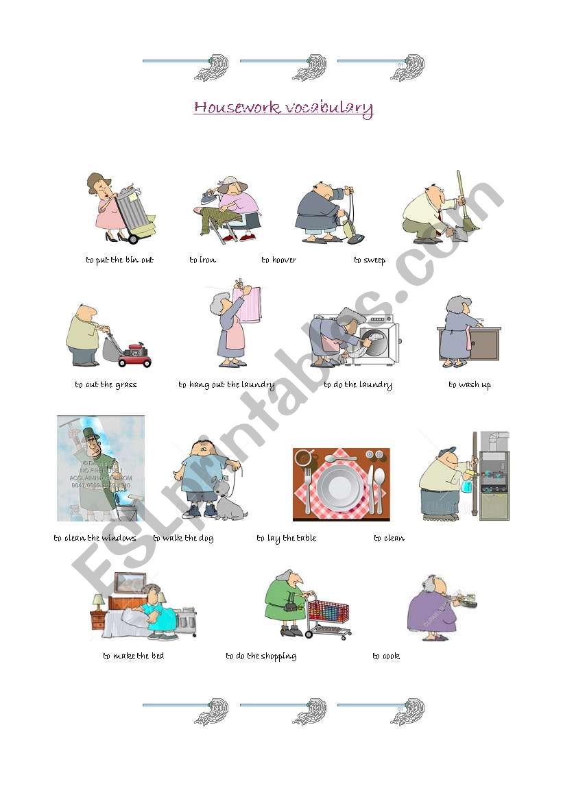 housework vocabulary worksheet