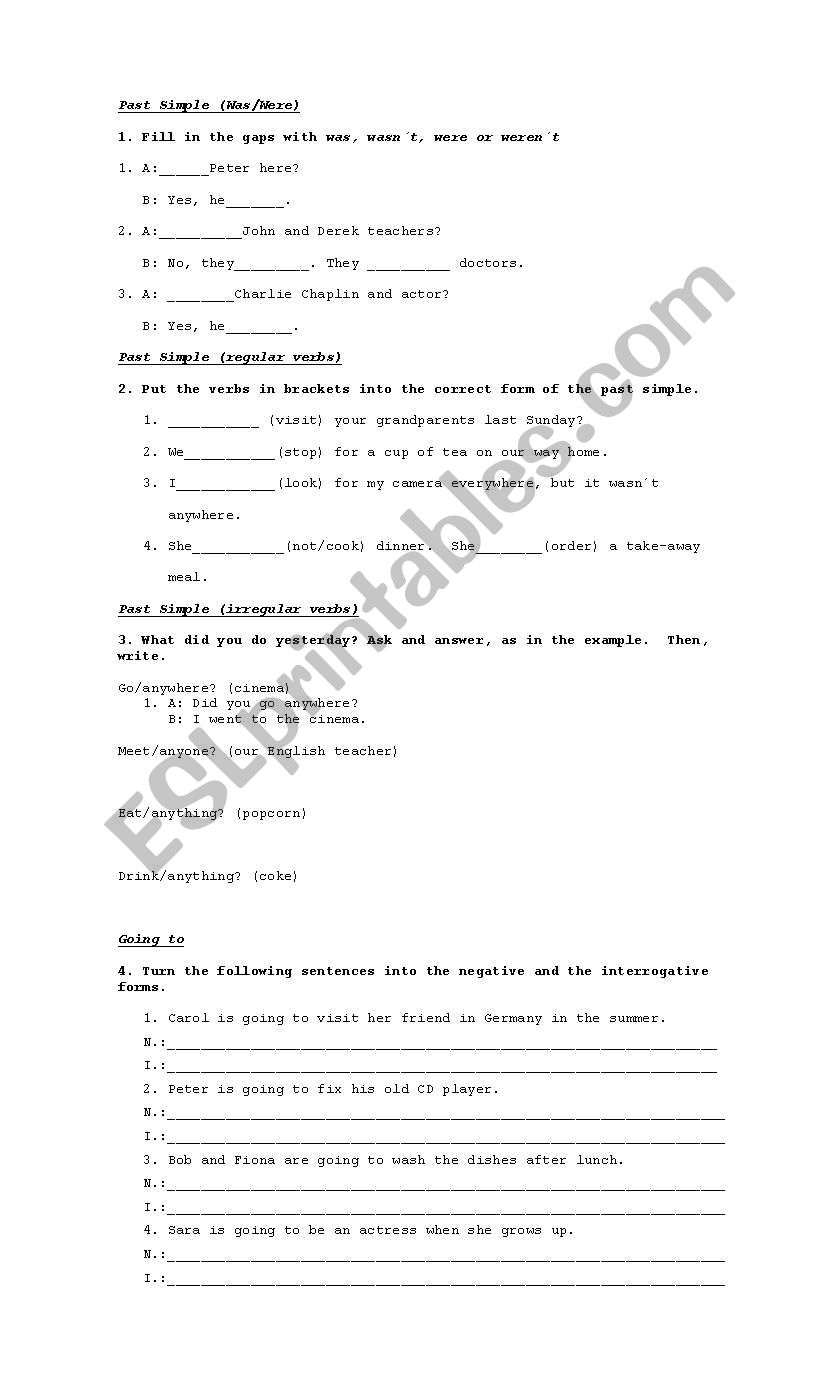 Exercises on Tenses 2 worksheet