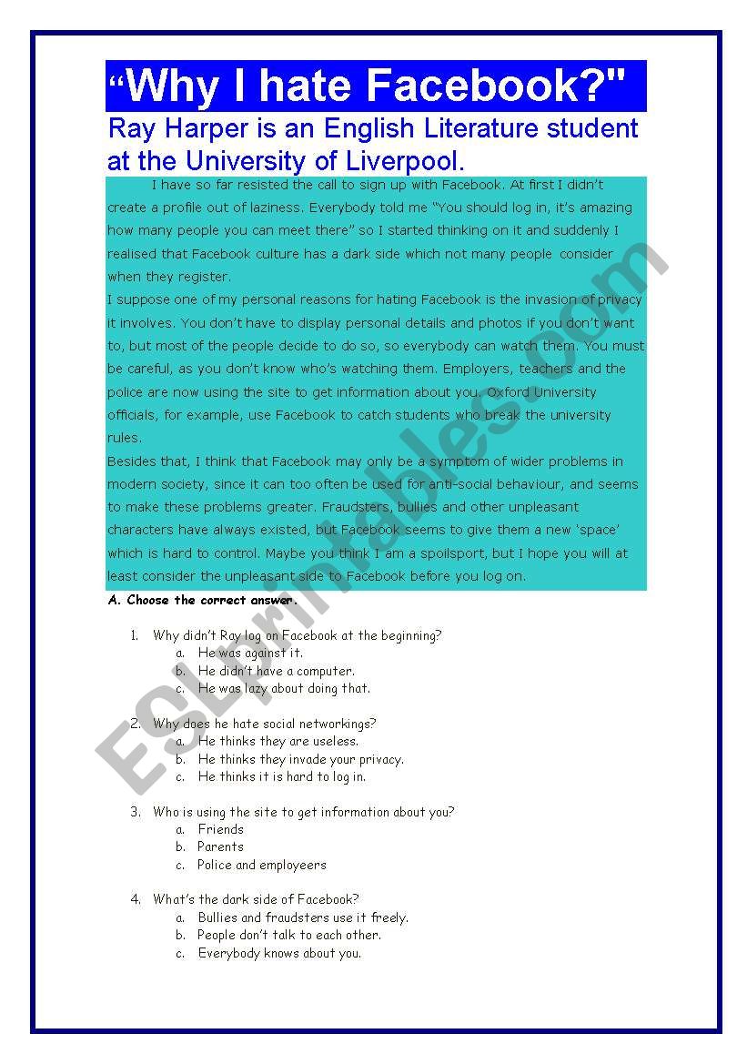 why-do-i-hate-facebook-esl-worksheet-by-tradut