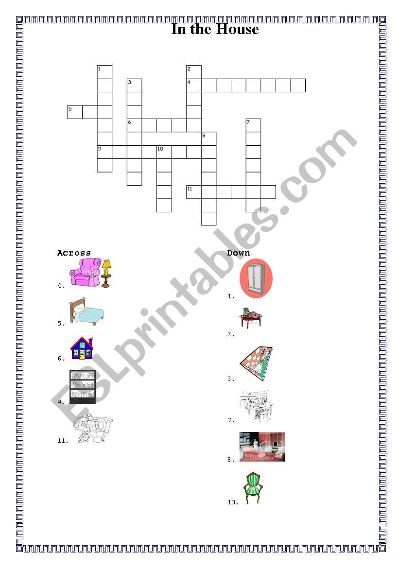 Crossword: In the House worksheet