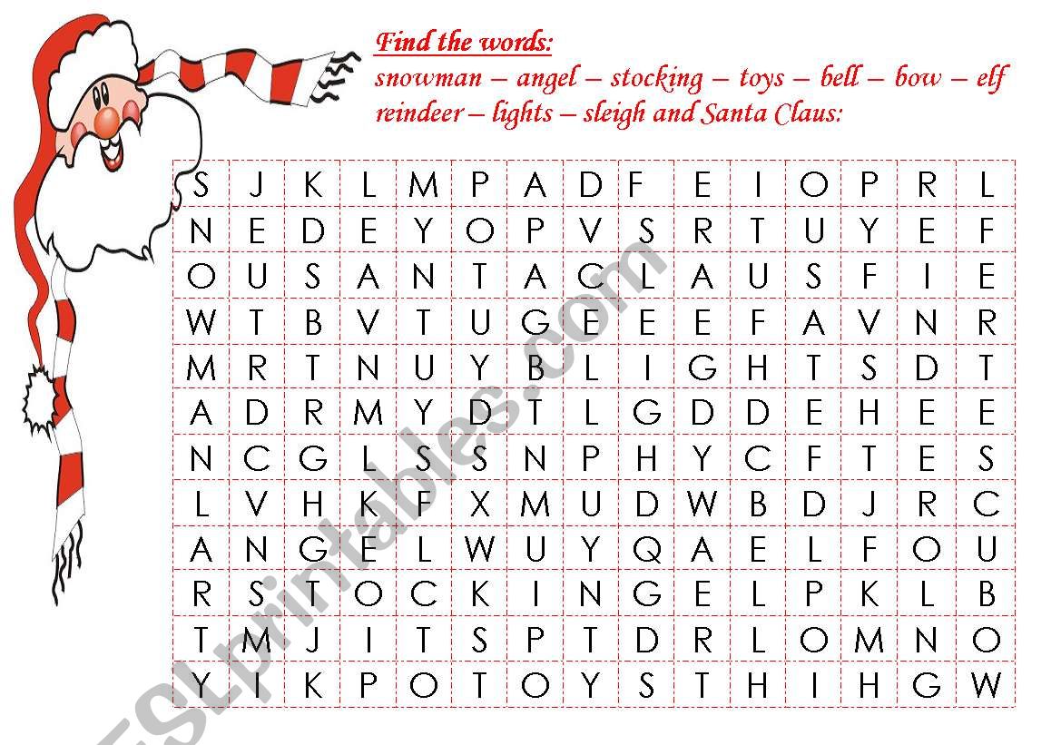 Christmas crosswords worksheet