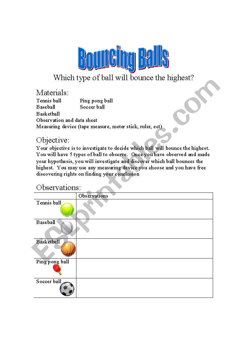 Scientific Inquiry Experiment- Bouncing Balls