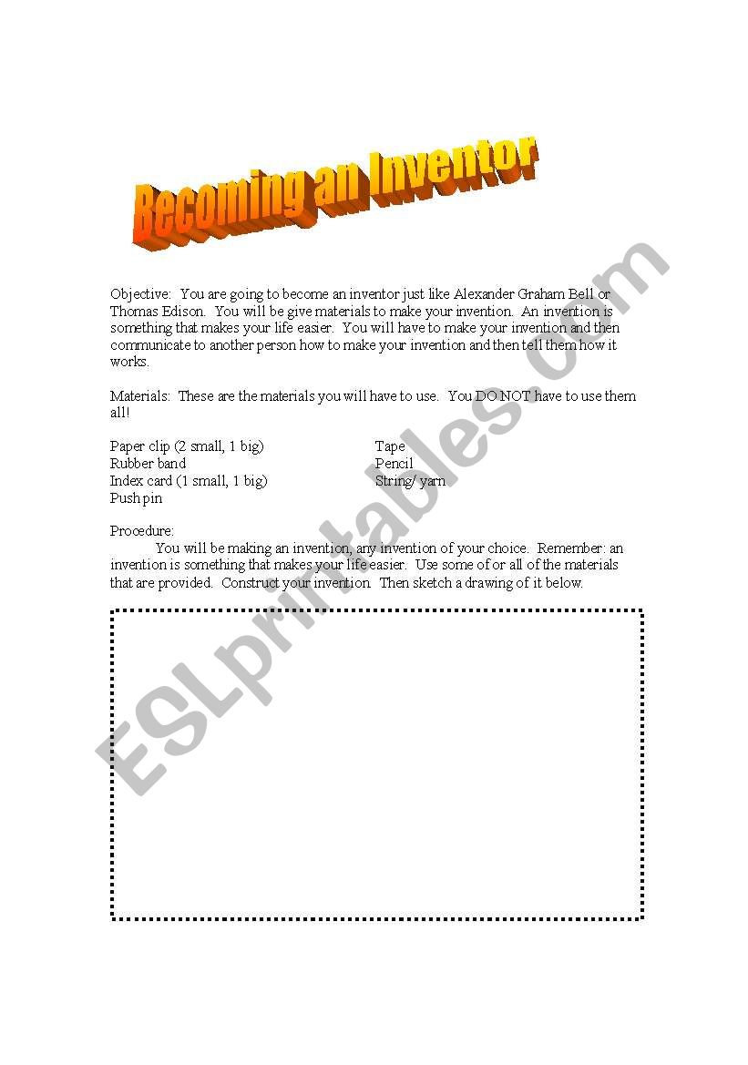 Becoming and Inventor worksheet