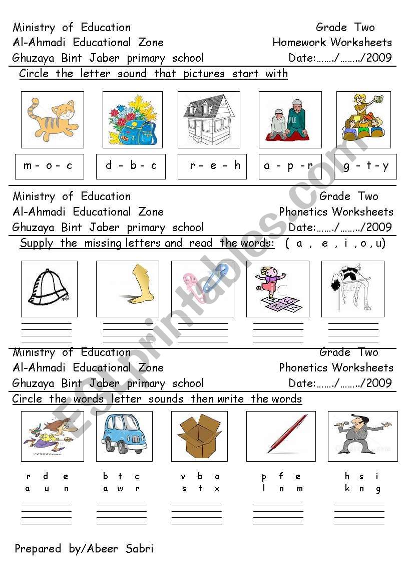 phonics worksheet