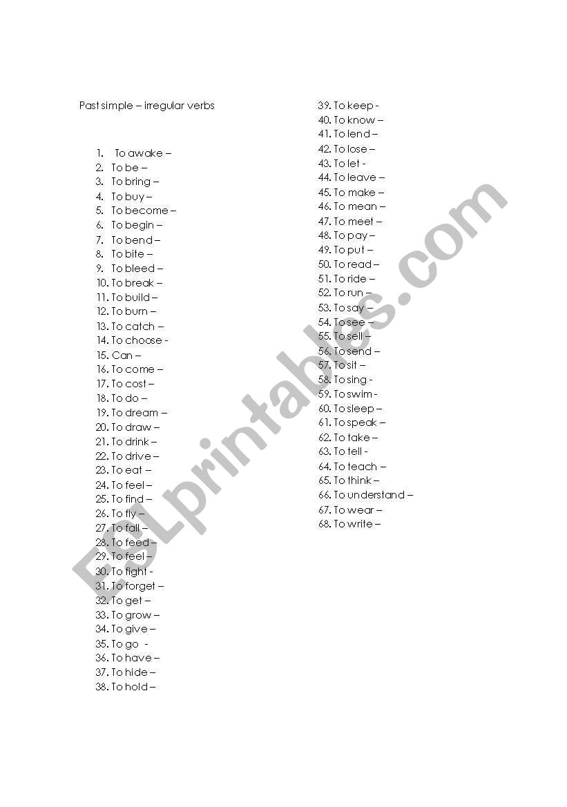past simple conjugations worksheet