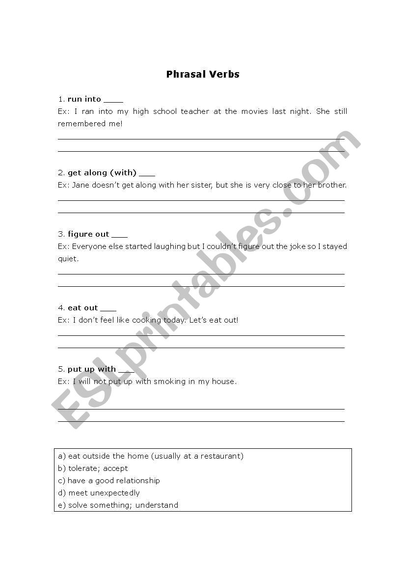 Phrasal Verbs worksheet