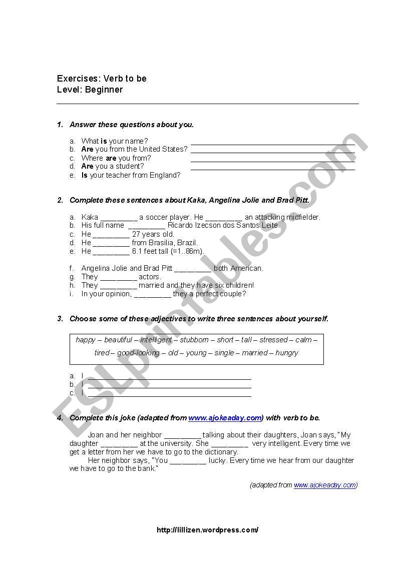 Grammar exercise worksheet