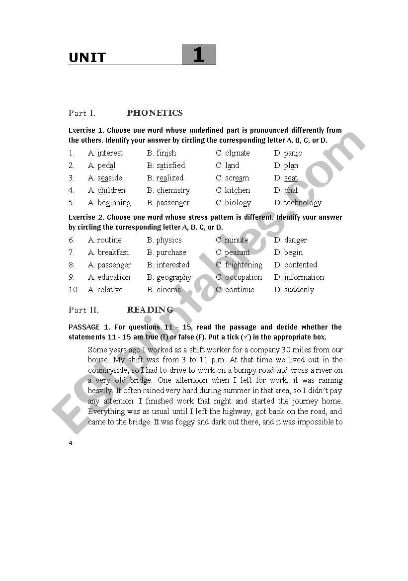 Kinds of exercises worksheet