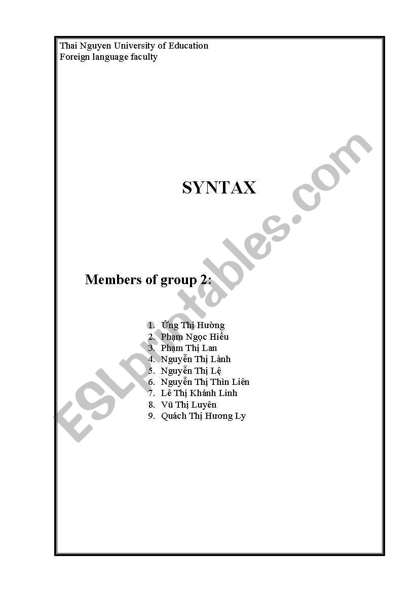 Syntax form worksheet