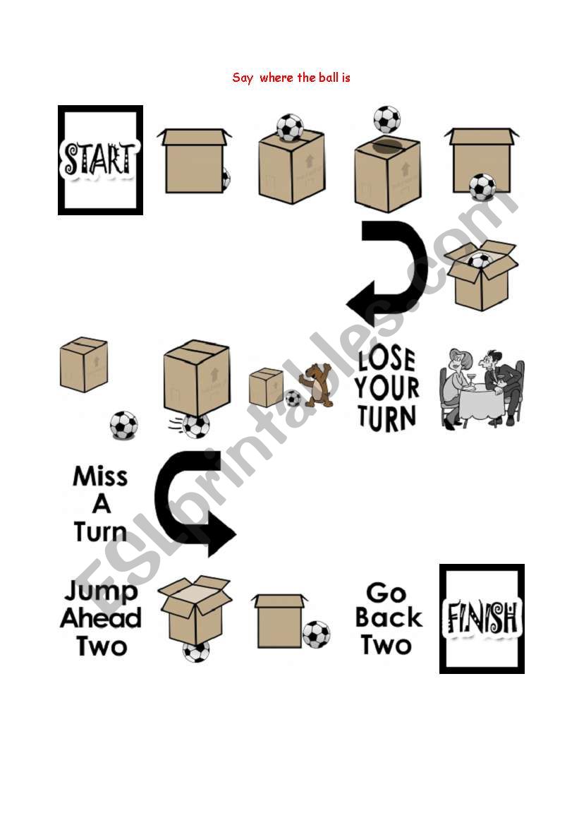 Board game - prepositions worksheet