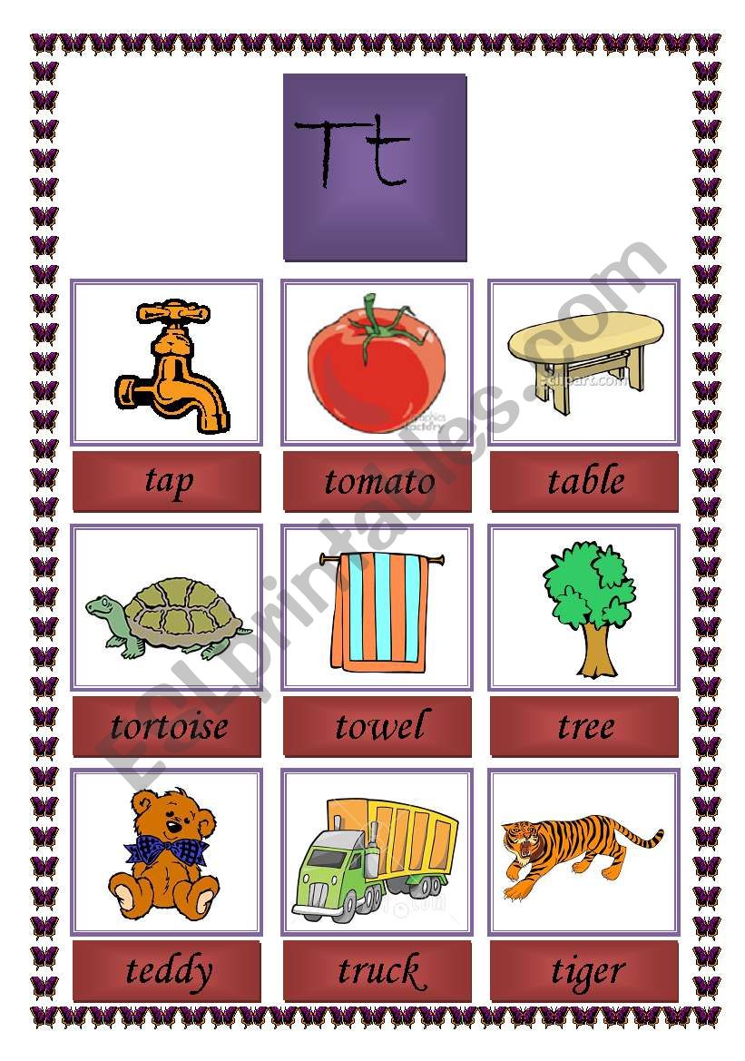 Picture dictionary letter t ( TWO PAGES)