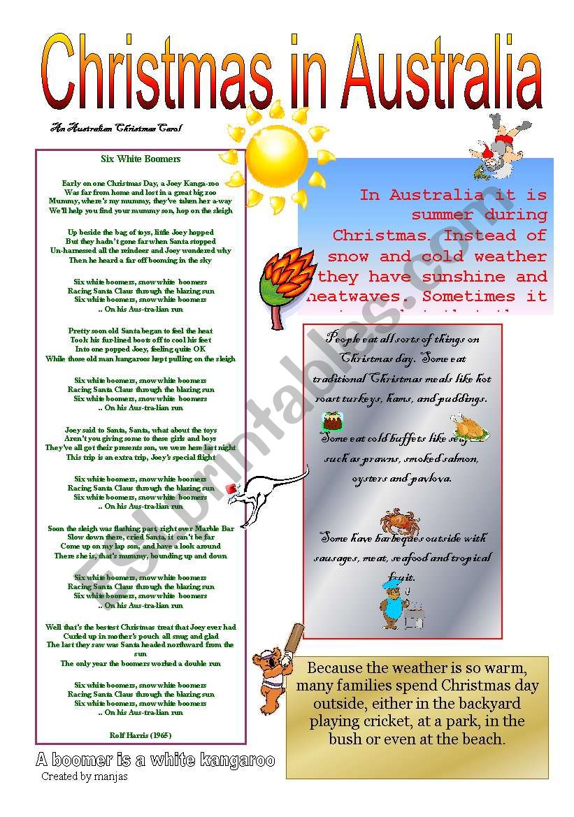 Christmas in Australia worksheet