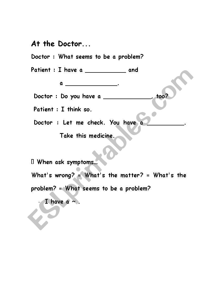 At the doctor... worksheet