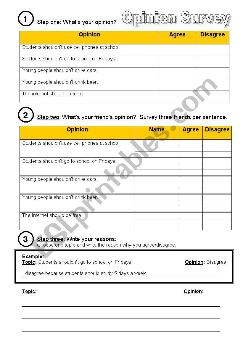Should and Shouldnt Opinion Survey