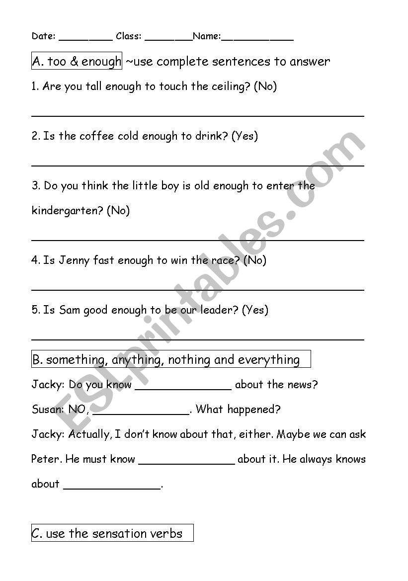 GRAMMAR REVIEW worksheet