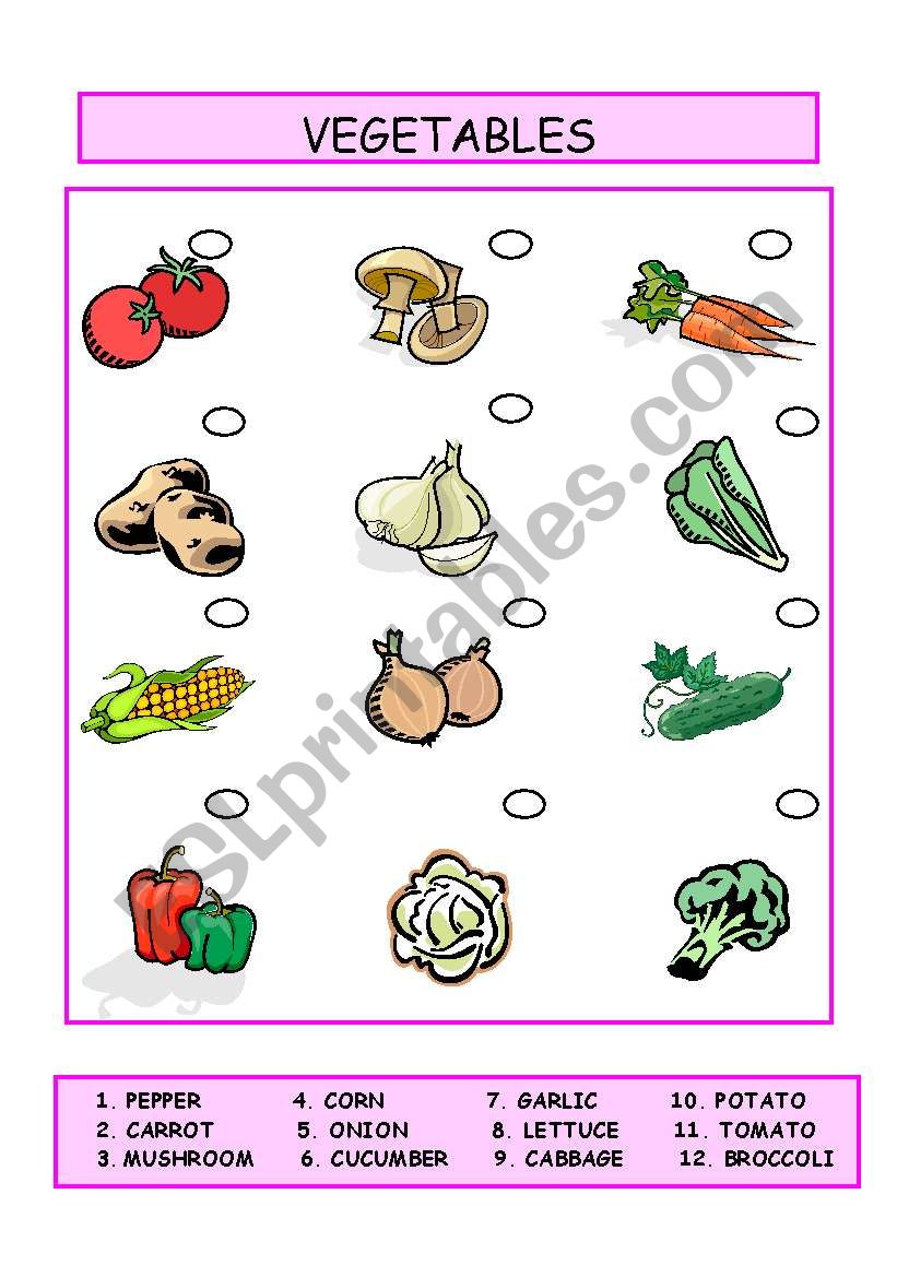 VEGETABLES worksheet