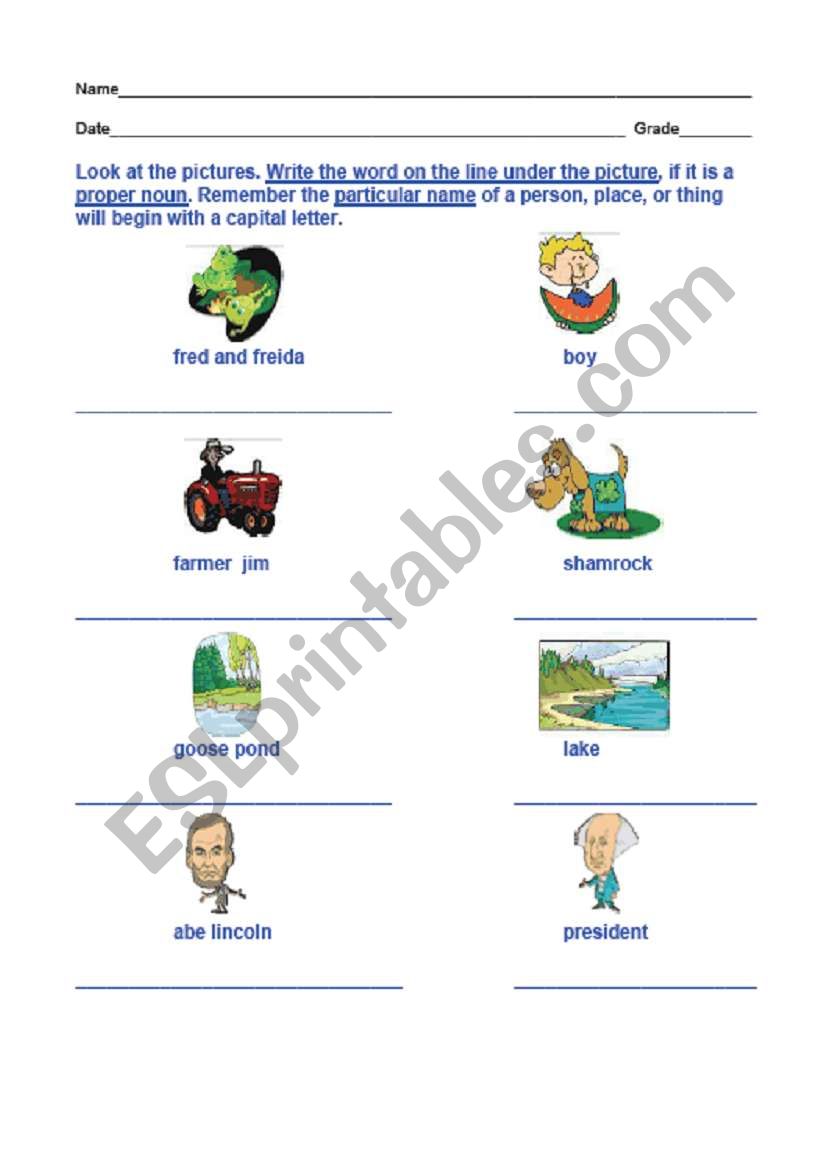 Particular name  worksheet