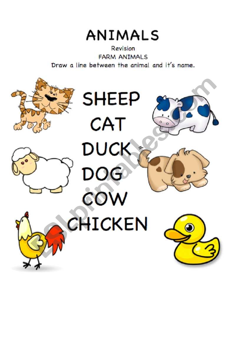 Farm Animals match up  worksheet