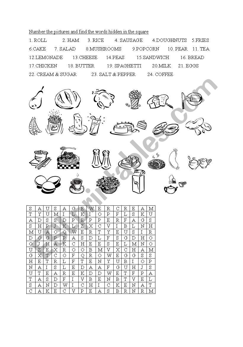 food worksheet