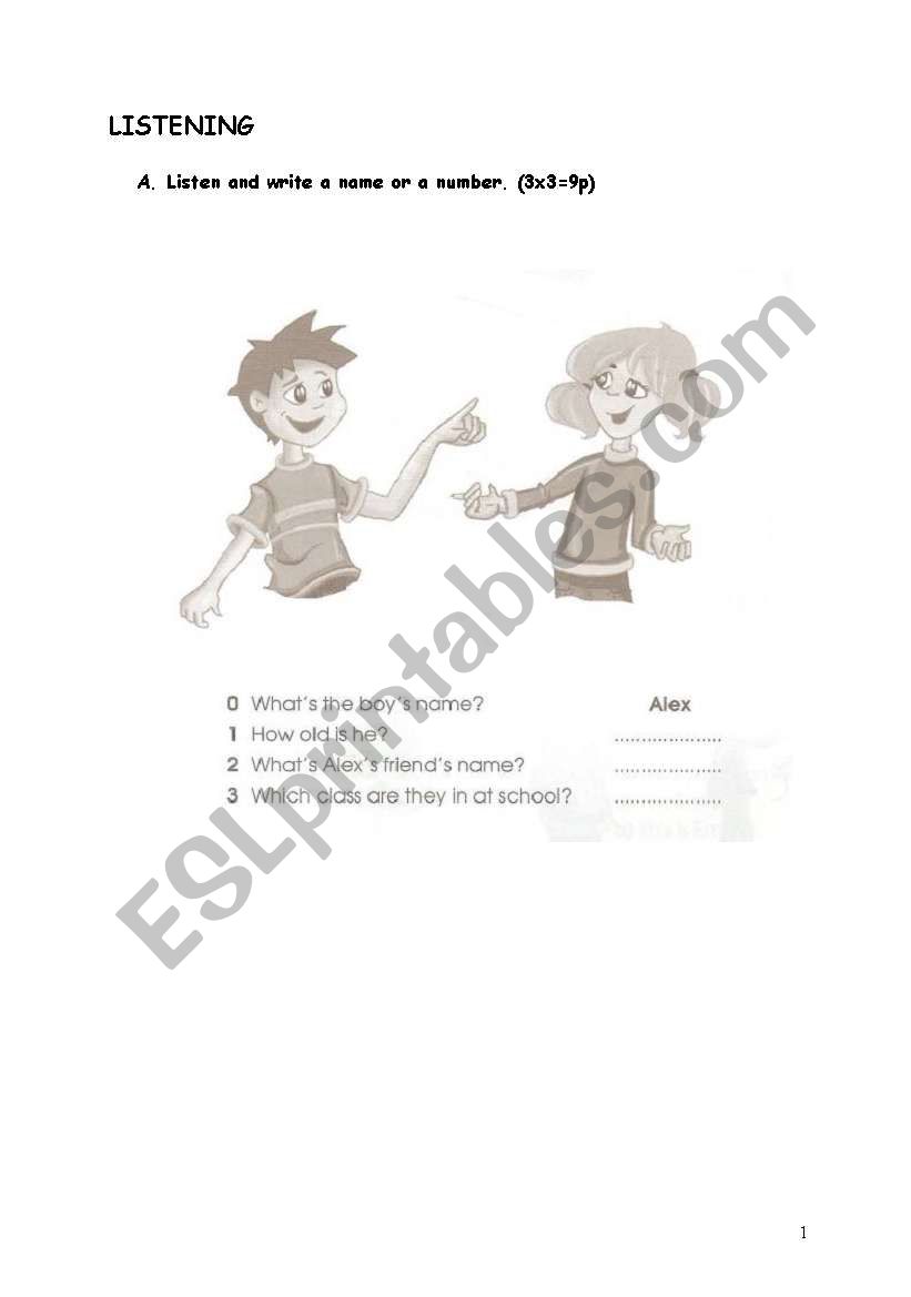 4th Grade Exam 1 worksheet